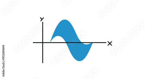 Abstract graph illustration displaying a sine wave with x and y axes on white background