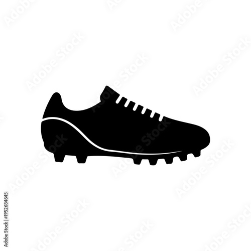Minimal black silhouette of soccer cleats shoes icon for football sports gear Vector illustration