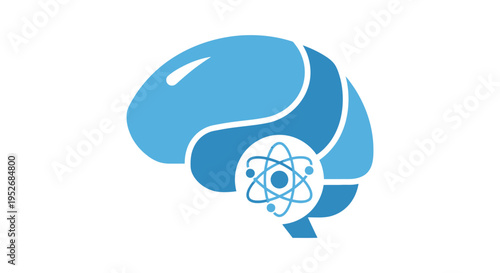 Conceptual illustration of the brain's scientific connection with atomic structure
