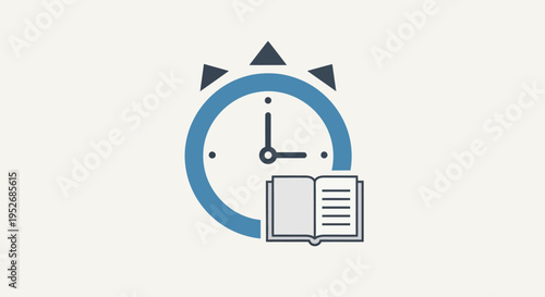 Time for learning concept clock and open book representing study time illustration