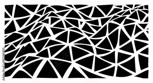 Geometric landscape composed of triangular mesh shapes in minimalist style