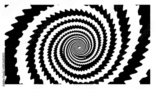 Spiral pattern with jagged edges creating hypnotic optical illusion