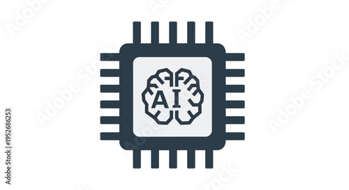 Artificial intelligence brain chip design, symbolic representation of ai and processing unit