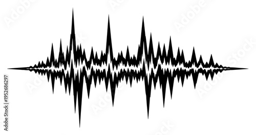 Sharp audio frequency sound wave in minimalist black and white style