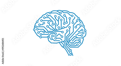 Digital Brain Illustration: A Graphic Representation of Neural Networks and Artificial Intelligence