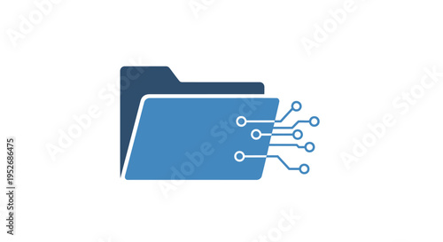 Digital file storage and data transfer concept with circuit board integration, minimalist icon