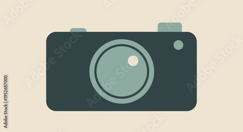 Minimalist camera illustration with geometric design and modern aesthetic appeal