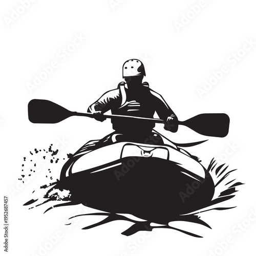 vector illustration of a rafting athlete
