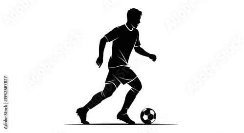 dynamic male soccer player silhouette dribbling a football a powerful sports action graphic for logos and branding