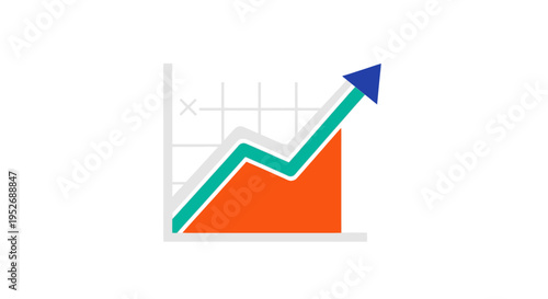 A vibrant business graph illustrating growth and upward momentum on a white backdrop