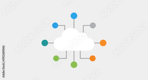 Cloud Computing Diagram Depicting Network Connections and Data Synchronization Operations