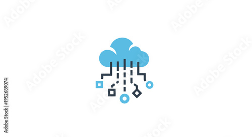 Cloud computing illustration representing data transmission and digital information storage
