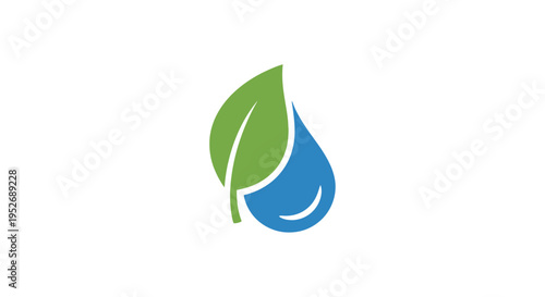 Eco-friendly emblem: Leaf and water droplet integrated as a symbol for nature's conservation