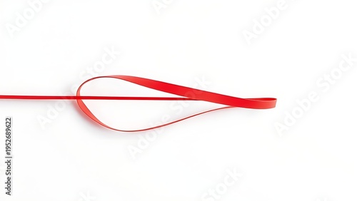 taut. Single red rubber band stretched taut on white background, minimalist tension. wellbeing guides, coaching materials, designed for mental health education and mindfulness programs.