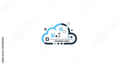 Cloud Computing Illustration Depicting Data Transfer and Digital Network Connectivity