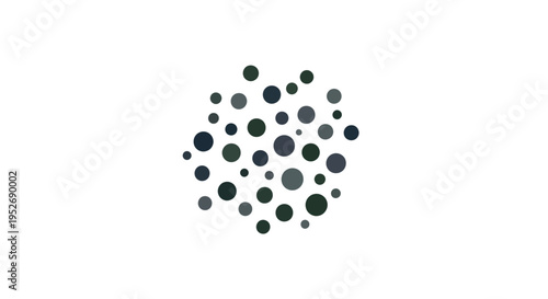 Abstract composition of clustered circles in muted tones on a white background