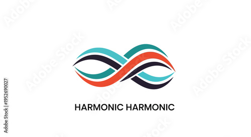 Abstract design with infinity symbol and colorful waves, for branding purposes, harmonic theme