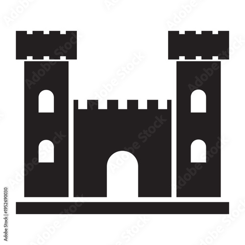 Black silhouette of a medieval castle with two towers