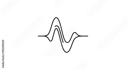 Abstract minimalist waveform illustration representing sound, energy, or frequency in black and