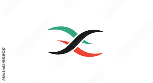 Abstract overlapping design composed of curves in various colors against a white backdrop