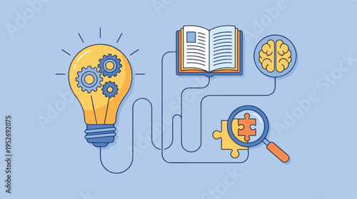 Creative thinking, learning, and problem-solving process concept