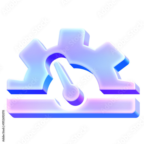 3D Glossy Y2K Holographic Performance Settings Icon - Gradient Pastel Gauge Optimization