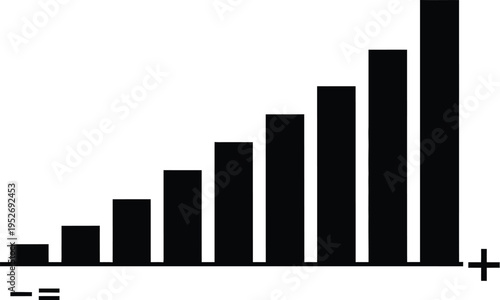 Black and white bar graph showing upward volume