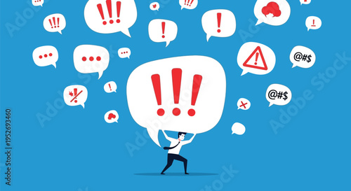 Businessman overwhelmed by digital communication overload