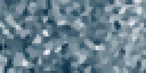 Pixelated abstract background with a cool blue and gray color palette, featuring scattered bright white pixels for a speckled or digital noise effect suitable for tech or modern design