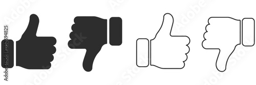 thumb up and thumb down icon, like and dislike symbols, vector illustration for social media, user interface, rating, and feedback design pack.