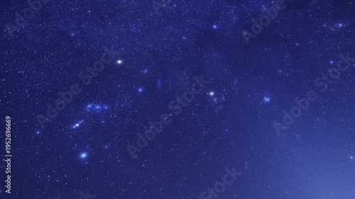 Orion constellation startrails with airplane and satellite trails. Time-lapse video.