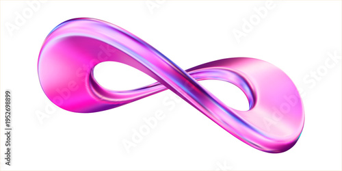 3d neon metal Infinity symbol. Gradient mesh. Stock vector illustration on isolated background.