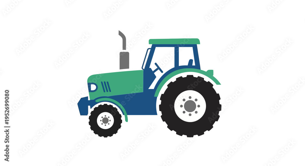 Obraz premium Illustration of a Colorful Tractor Suitable for Agriculture and Farm-Related Visuals