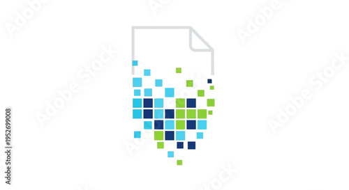 Digitally transformed document, data visualization icon, file sharing concept design