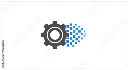 Gear and Digital Transformation Icon Representing Technology and Engineering Systems