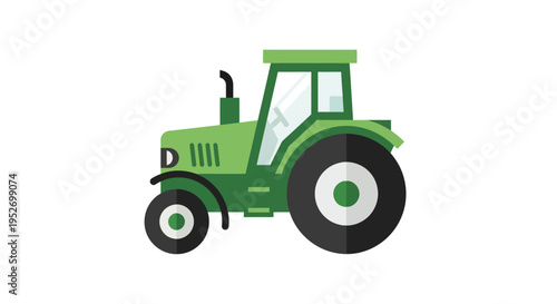 Illustration of a green tractor on a white background for agricultural concepts