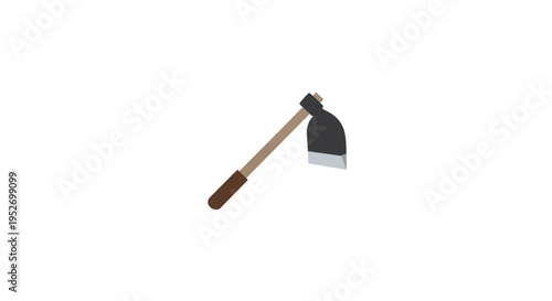 Minimalist illustration of a hoe agricultural tool with simple geometric shapes on white background