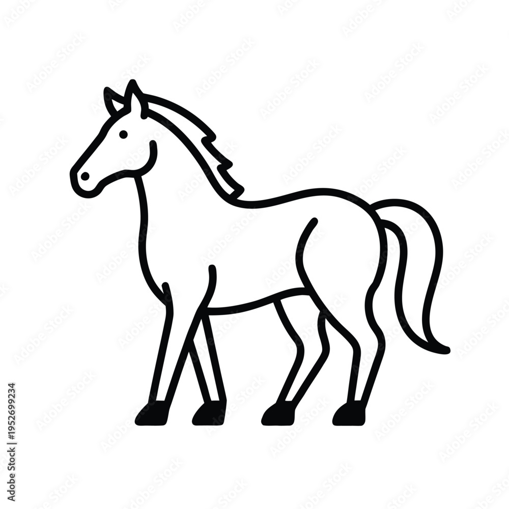 Obraz premium Horse line icon simple animal outline vector isolated on white background