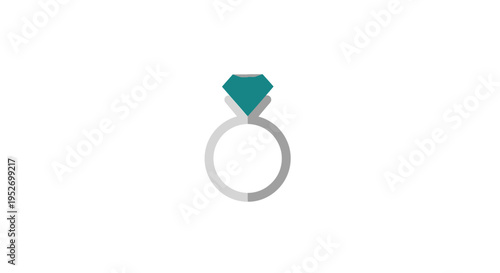 Elegant engagement ring with teal gem isolated on a crisp white background, minimal design