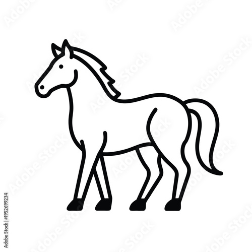Horse line icon simple animal outline vector isolated on white background