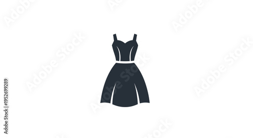 Elegant silhouette of a dress in minimalist design with contrasting white background