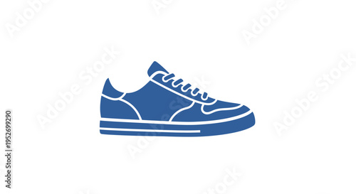 Minimalist Blue Sneaker Illustration Against a White Background, a Sportswear Icon