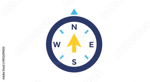 A vector illustration of a compass indicating direction and navigation on a white background