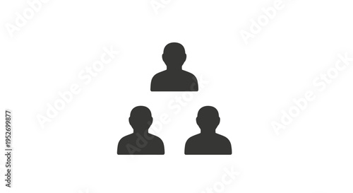Minimalistic illustration of a group of people forming a triangular network of collaboration