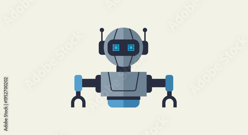 Illustration of a robotic android with a spherical head and minimalist design, simple vector style