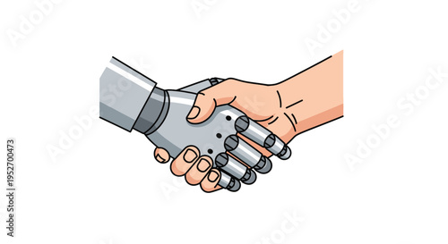 Illustration depicting the synergy between human and artificial intelligence, concept art