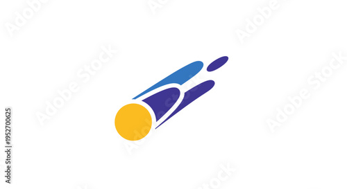 Abstract illustration of a comet or meteoroid against a white backdrop design element