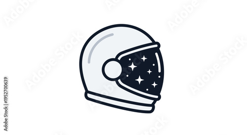 Astronaut Helmet with Stellar View: Vector Illustration Depicting Space and Exploration