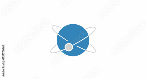 Abstract illustration of a stylized globe with orbiting lines in a minimal design