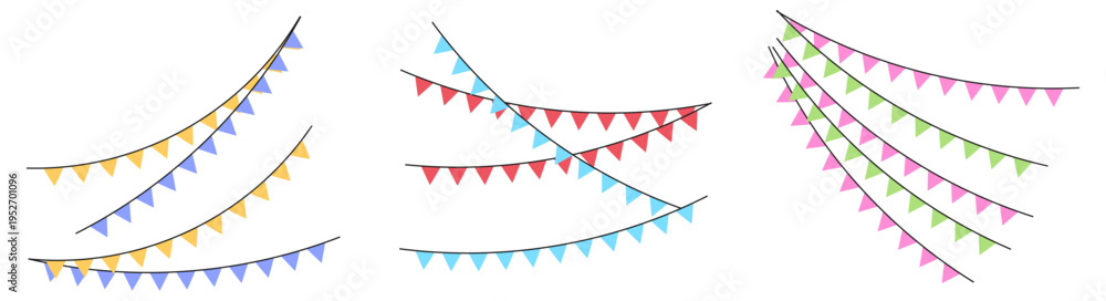 Obraz premium bunting flag collection for party decoration card clipart illustration